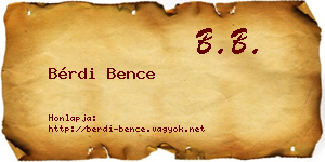 Bérdi Bence névjegykártya